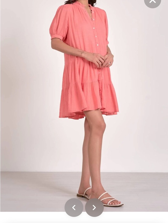 Elan Dresses & Skirts - Elan Coral Pink Button-Front Tiered Mini Dress